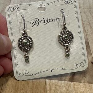 Brighton Silver Earrings with Green (Peridot) Accents